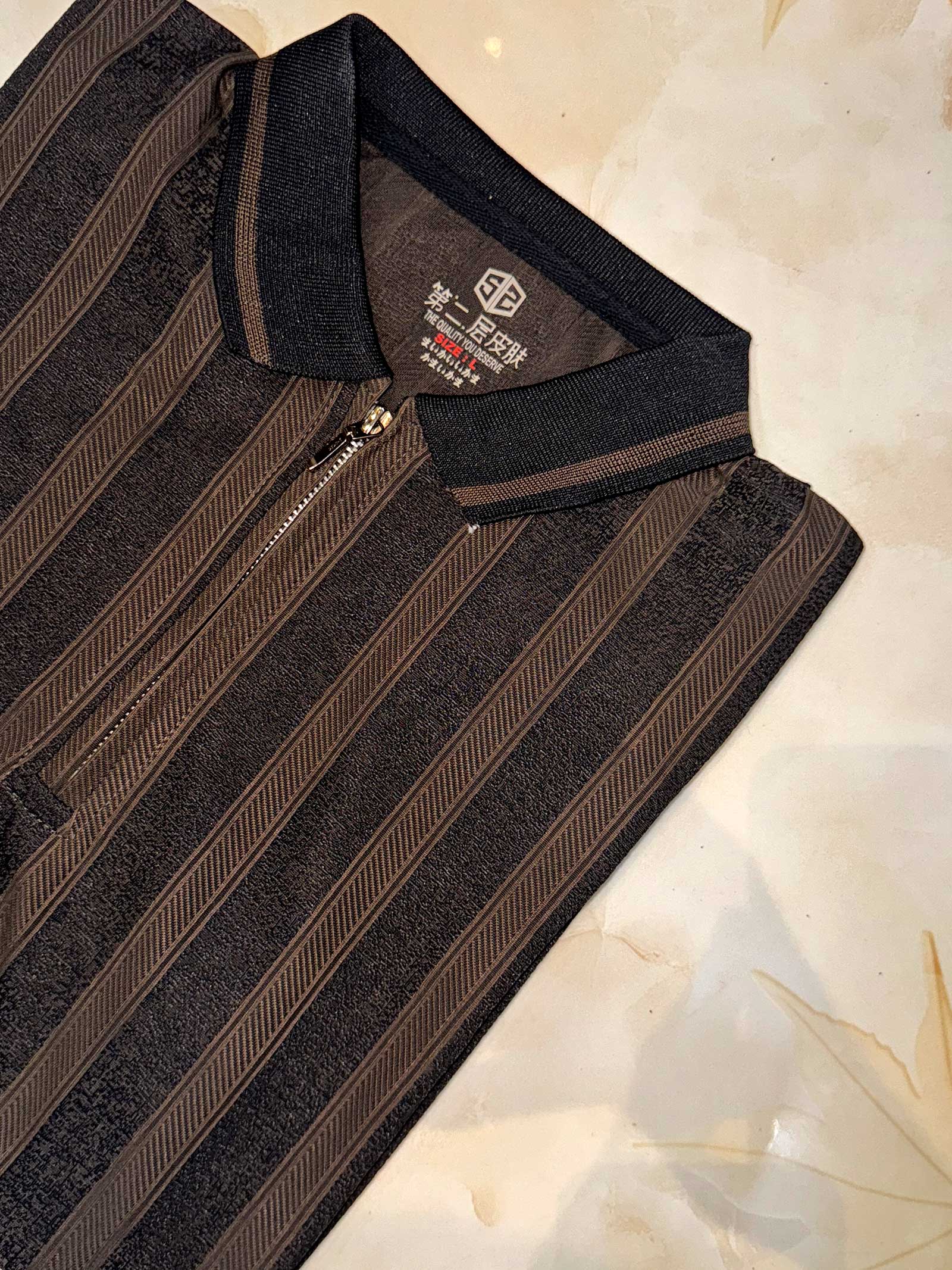 Men’s Textured Vertical Stripe Zip