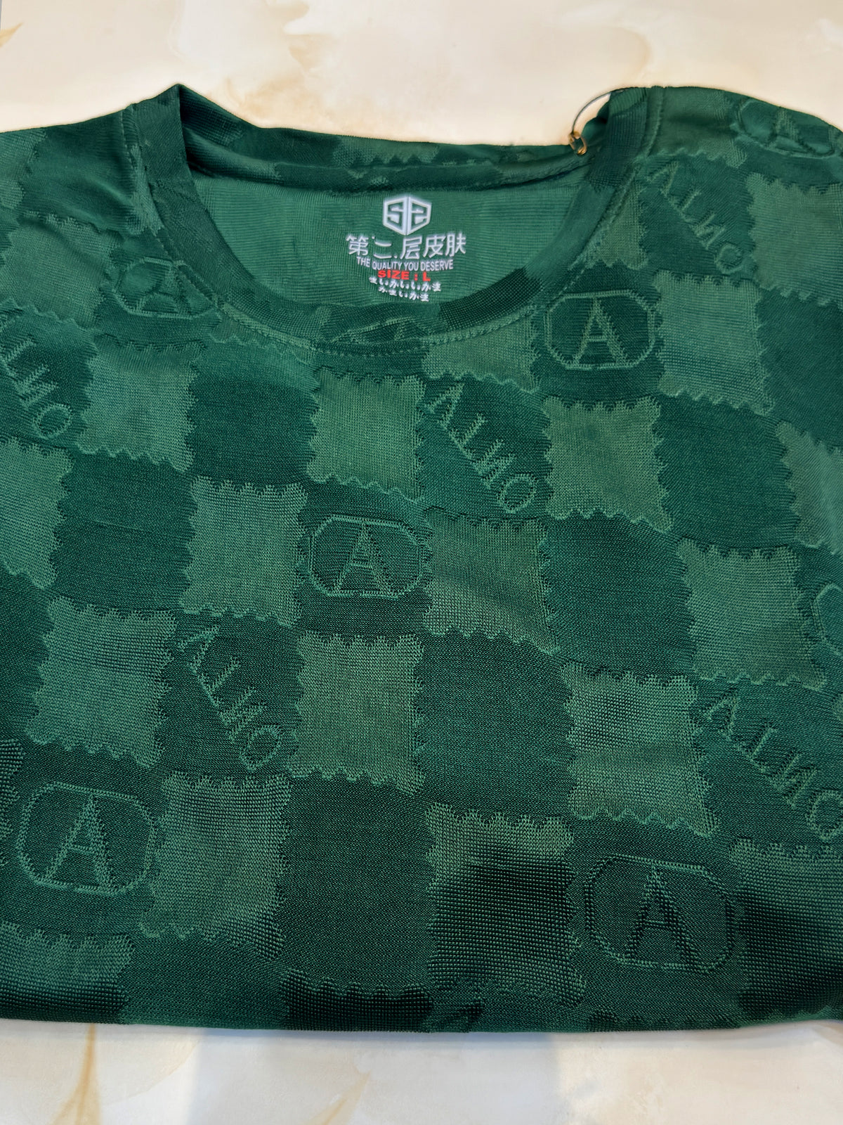 Men's Green Textured Checkered Oversized T-Shirt